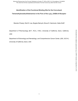 Identification of the Functional Binding Site for the Convulsant