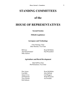 STANDING COMMITTEES of the HOUSE of REPRESENTATIVES