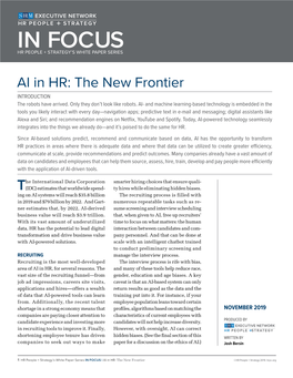 AI in HR: the New Frontier INTRODUCTION the Robots Have Arrived