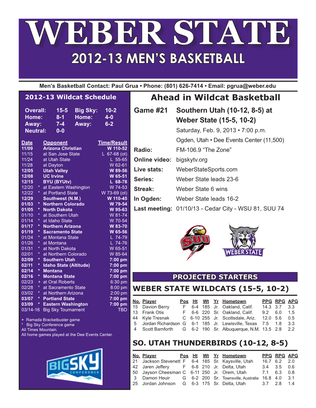 Weber State 2012-13 Men’S Basketball