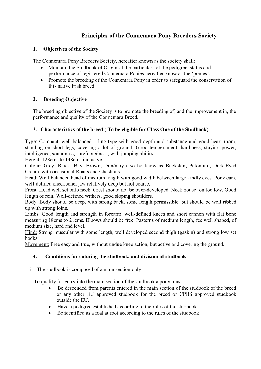 Studbook Rules of the Kerry Bog Pony Co-Operative Society