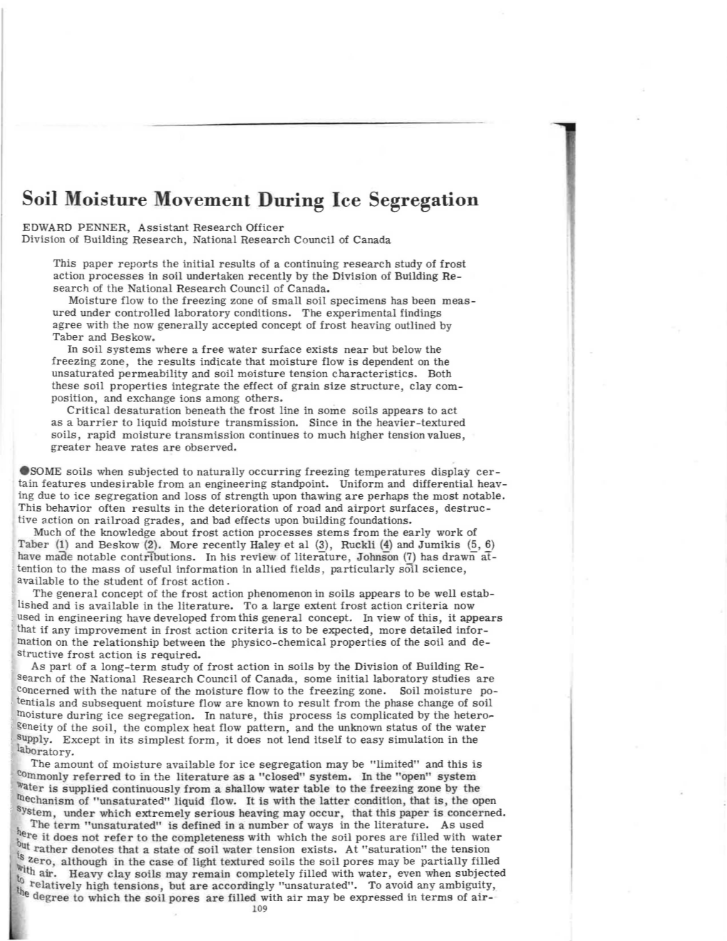 Soil Moisture Movement During Ice Segregation