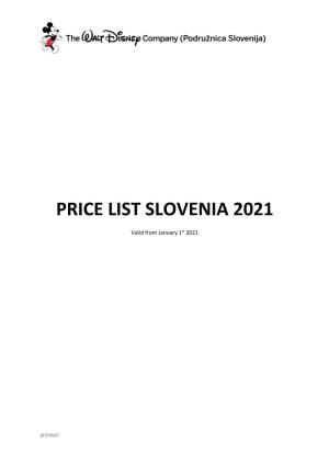Price List Slovenia 2021