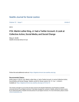 If Dr. Martin Luther King, Jr. Had a Twitter Account: a Look at Collective Action, Social Media, and Social Change