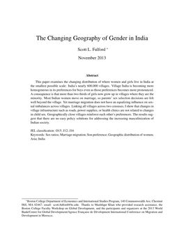 The Changing Geography of Gender in India