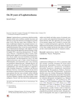 On 20 Years of Lophotrochozoa