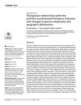 Phylogenetic Relationships Within the Primitive Acanthomorph Fish Genus Polymixia, with Changes to Species Composition and Geographic Distributions