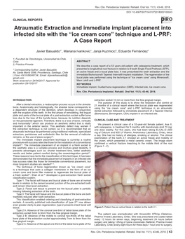 Atraumatic Extraction and Immediate Implant Placement Into Infected Site with the “Ice Cream Cone” Technique and L-PRF: a Case Report