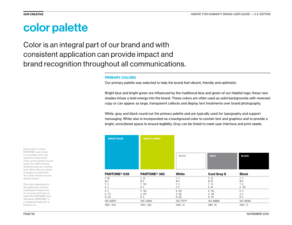 Color Palette Color Is an Integral Part of Our Brand and with Consistent Application Can Provide Impact and Brand Recognition Throughout All Communications