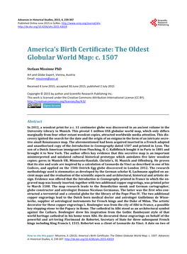 America's Birth Certificate: the Oldest Globular World Map: C. 1507