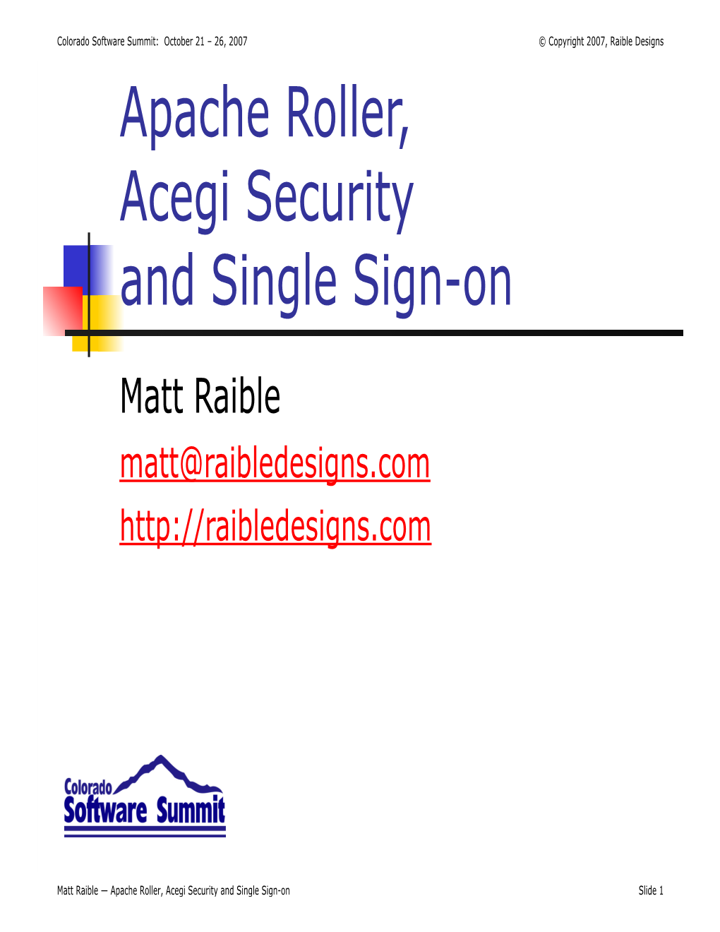 Apache Roller, Acegi Security and Single Sign-On