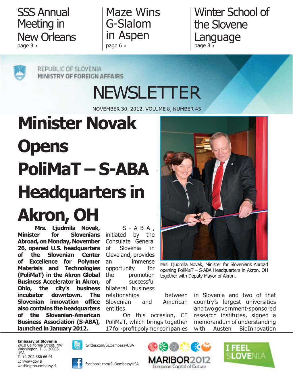 NEWSLETTER Minister Novak Opens Polimat – S-ABA Headquarters In