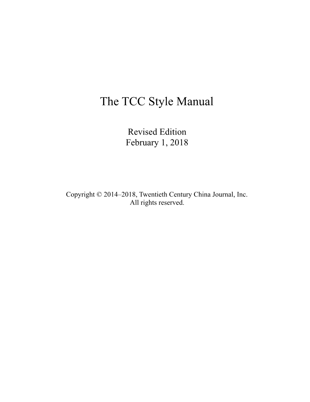 The TCC Style Manual