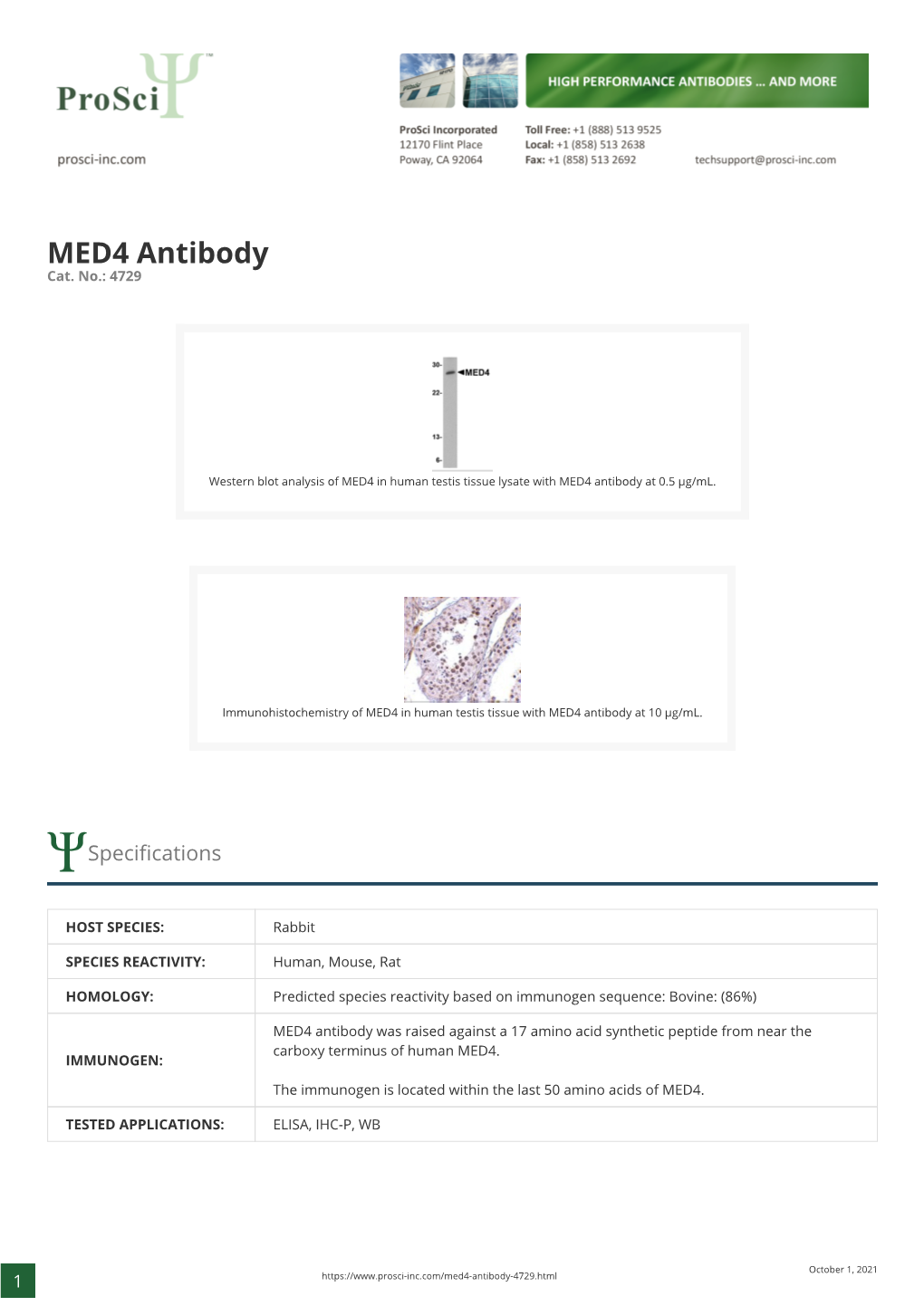 MED4 Antibody Cat