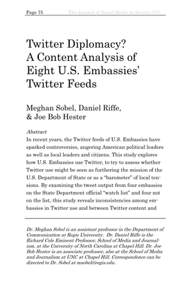 Twitter Diplomacy? a Content Analysis of Eight U.S