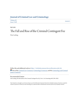 The Fall and Rise of the Criminal Contingent Fee