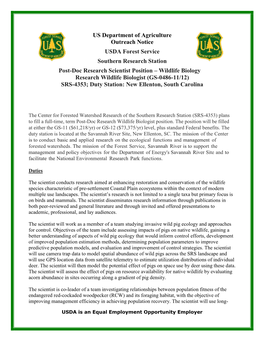 US Department of Agriculture Outreach Notice USDA Forest