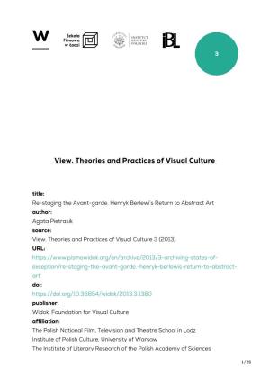View. Theories and Practices of Visual Culture