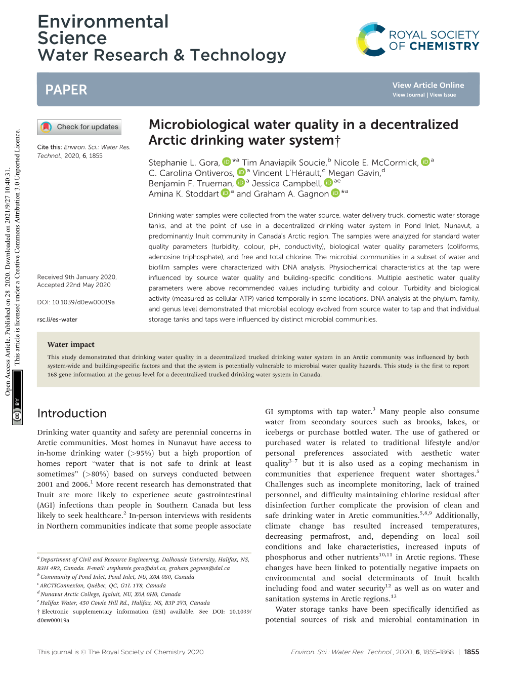 Environmental Science Water Research & Technology