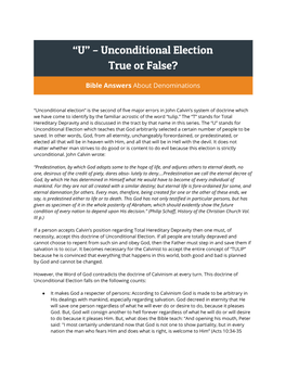 Unconditional Election True Or False?