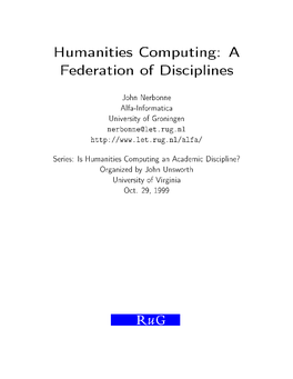 Humanities Computing: A
