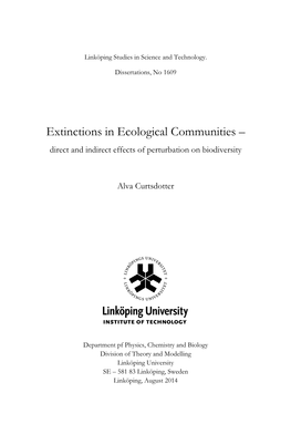 Extinctions in Ecological Communities – Direct and Indirect Effects of Perturbation on Biodiversity