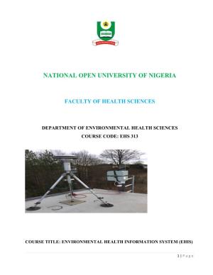National Open University of Nigeria Faculty of Health Sciences