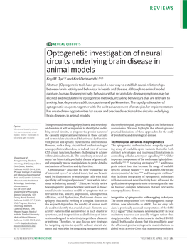 Optogenetic Investigation of Neural Circuits Underlying Brain Disease in Animal Models