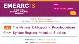 The National Bibliographic Knowledgebase Syndeo Regional Metadata Services