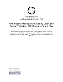 Oral History Interview with Wendy Olsoff and Penny Pilkington, 2009 January 21 and May 22