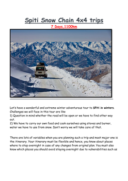 Spiti Snow Chain 4X4 Trips 7 Days,1100Km