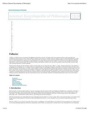Fallacies [Internet Encyclopedia of Philosophy]