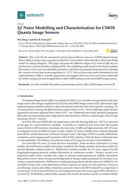 1/F Noise Modelling and Characterization for CMOS Quanta Image Sensors