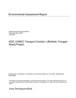 Environmental Assessment Report KGZ: CAREC Transport Corridor I