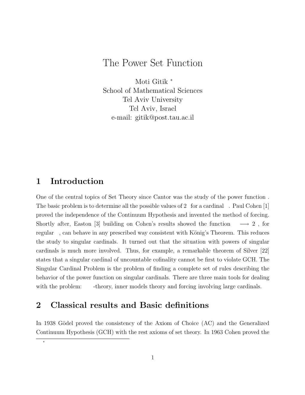 The Power Set Function