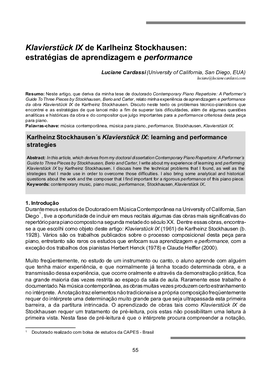 Klavierstück IX De Karlheinz Stockhausen: Estratégias De Aprendizagem E Performance