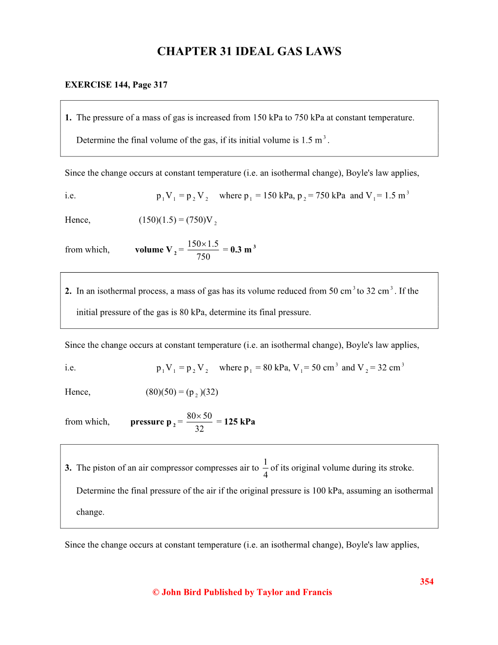 Chapter 31 Ideal Gas Laws