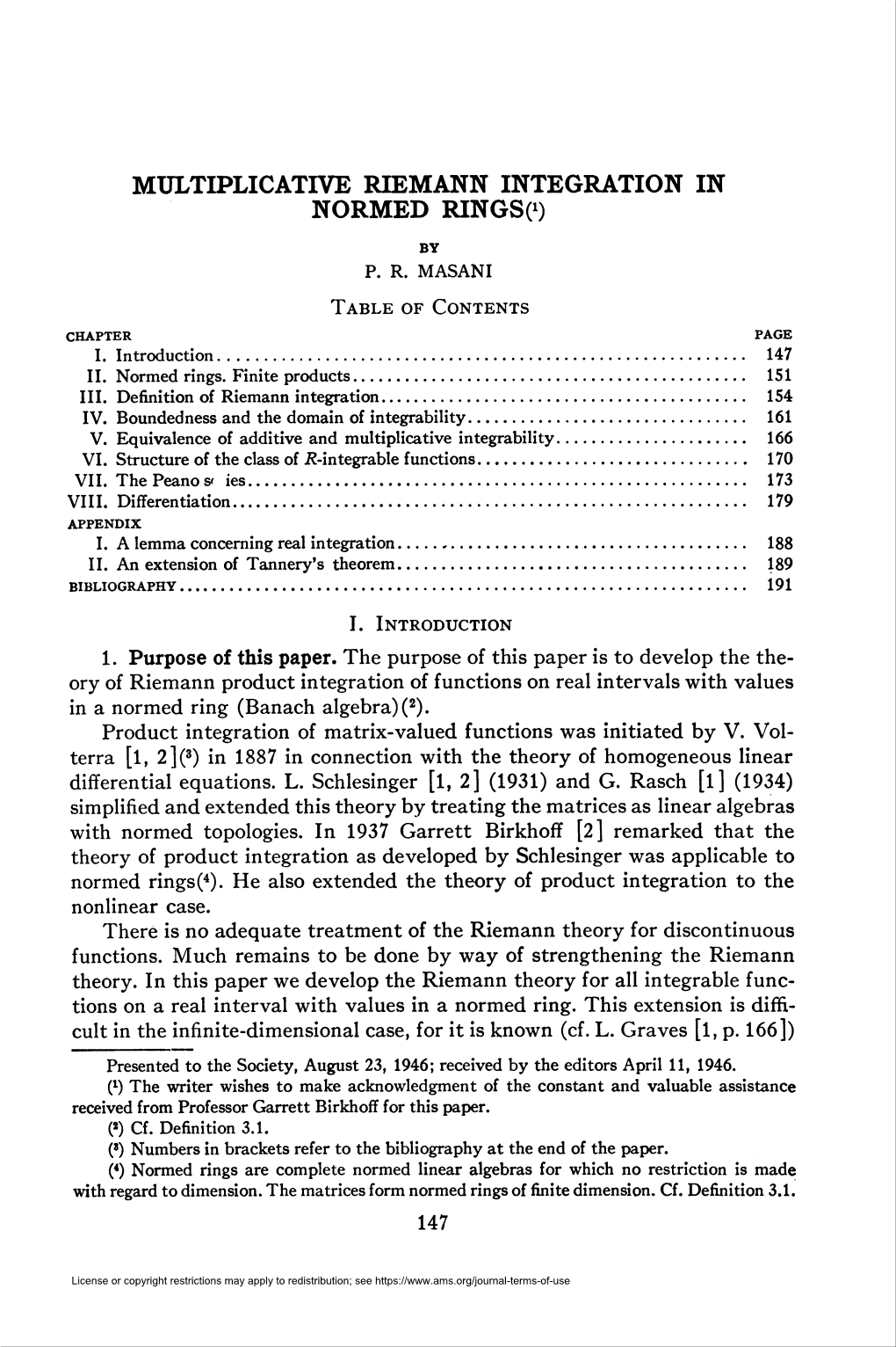 Multiplicative Riemann Integration in Normed Rings«