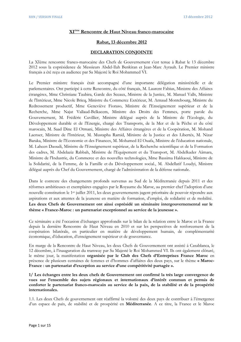 (RHN 2012 Déclaration Conjointe