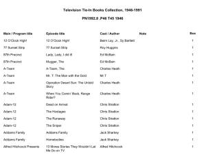 Television Tie-In Books Collection, 1946-1991 PN1992.8 .P46 T45 1946