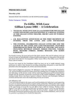 To Gillie, with Love Gillian Lynne DBE – a Celebration