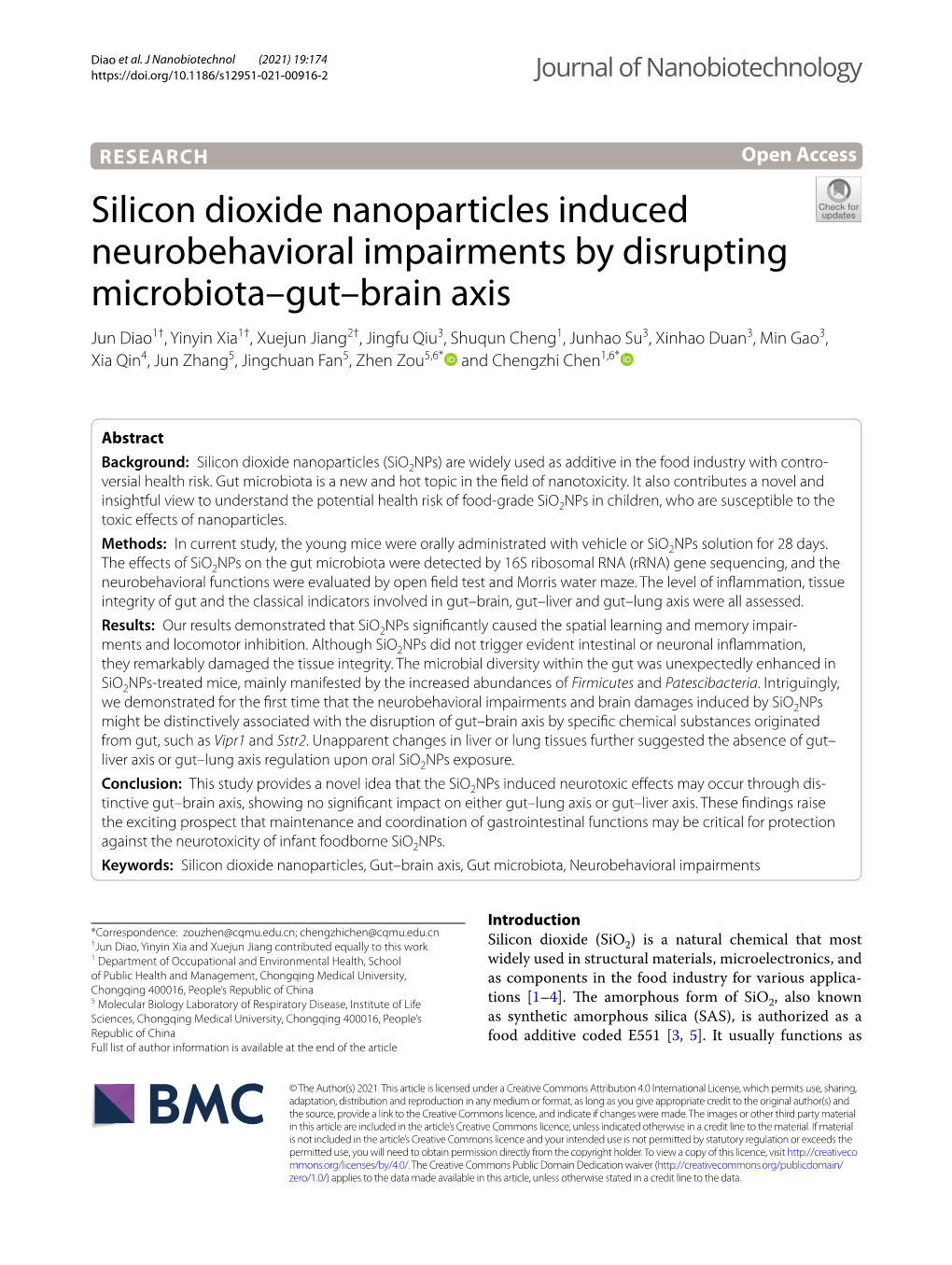 Silicon Dioxide Nanoparticles Induced Neurobehavioral Impairments By