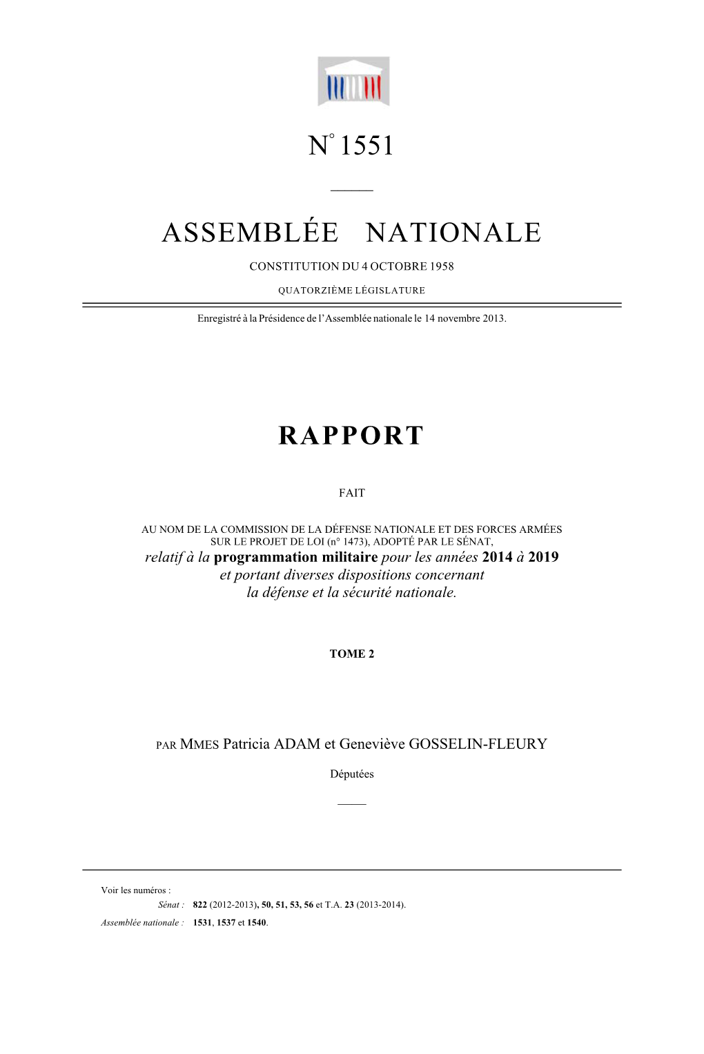 N° 1551 Assemblée Nationale