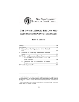 The Invisible Hook: the Law and Economics of Pirate Tolerance*