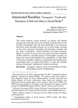Intersected Ruralities:" Campeiro" Youth and Narratives of Self And