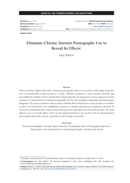 Eliminate Chronic Internet Pornography Use to Reveal Its Effects*