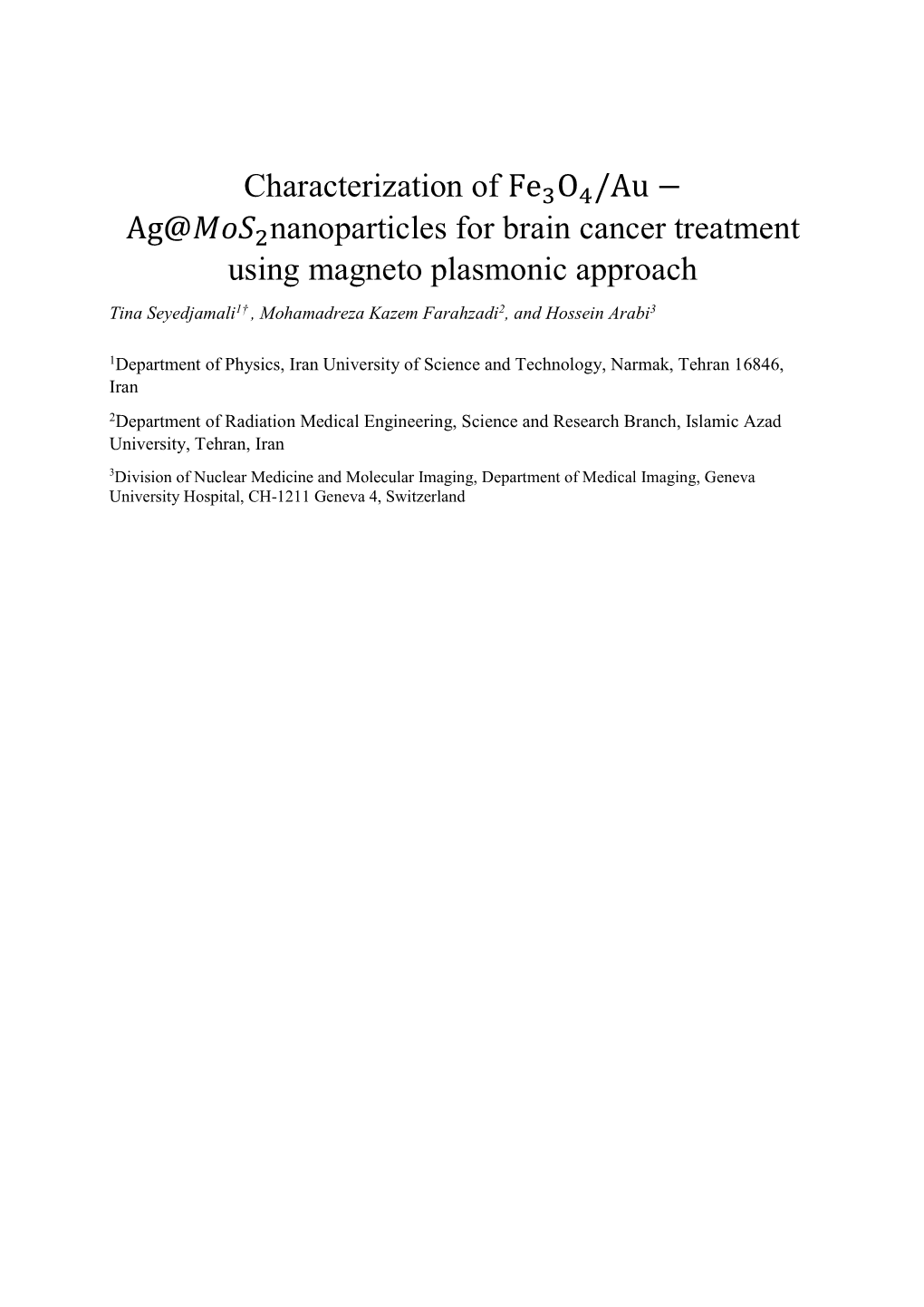 Characterization of Nanoparticles for Brain Cancer Treatment Using