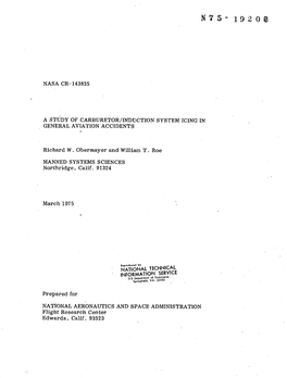 A Study of Carburetor/Induction System Icing in General Aviation Accidents