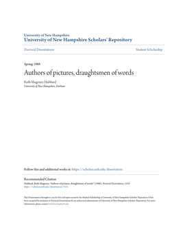 Authors of Pictures, Draughtsmen of Words Ruth Shagoury Hubbard University of New Hampshire, Durham