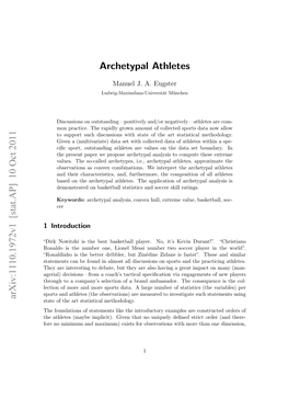 Archetypal Athletes Arxiv:1110.1972V1 [Stat.AP] 10 Oct